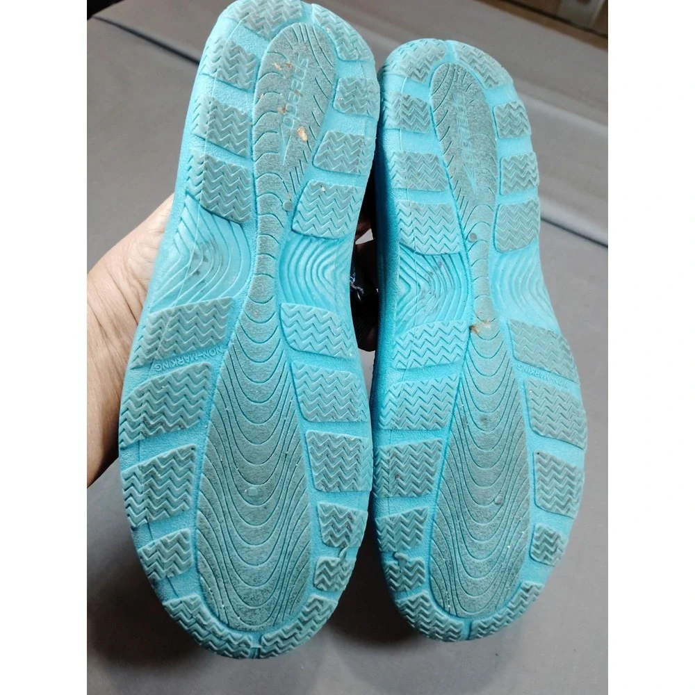 Speedo Water Shoes Black Teal Mesh Slip-On Adjustable Strap‎ Women 8 Anti Slip
